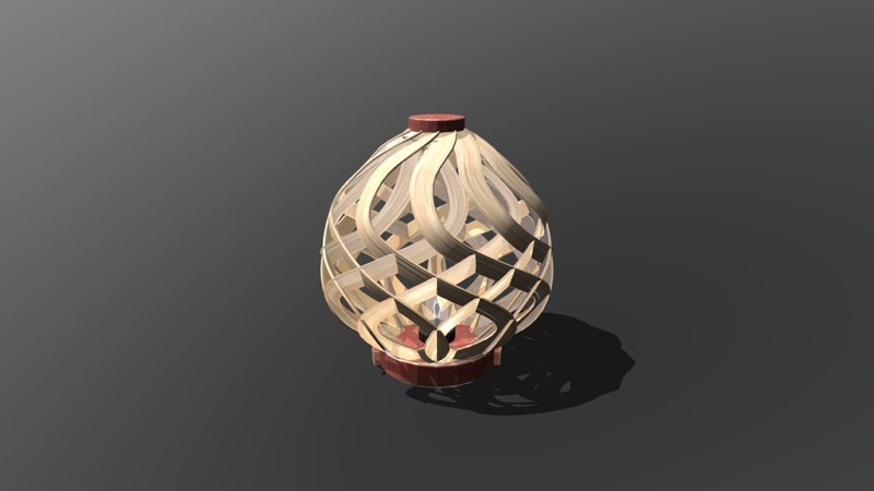 Tunisian Wooden Woven Table Lamp