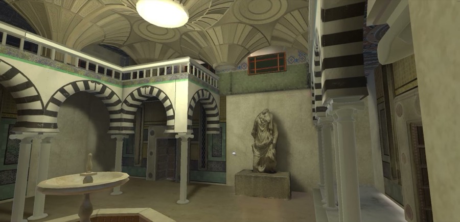 Domed hall with striped arches